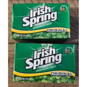 Lot of 2 Vintage Irish Spring Deodorant Bath Size Soap 4 oz Bar New Sealed